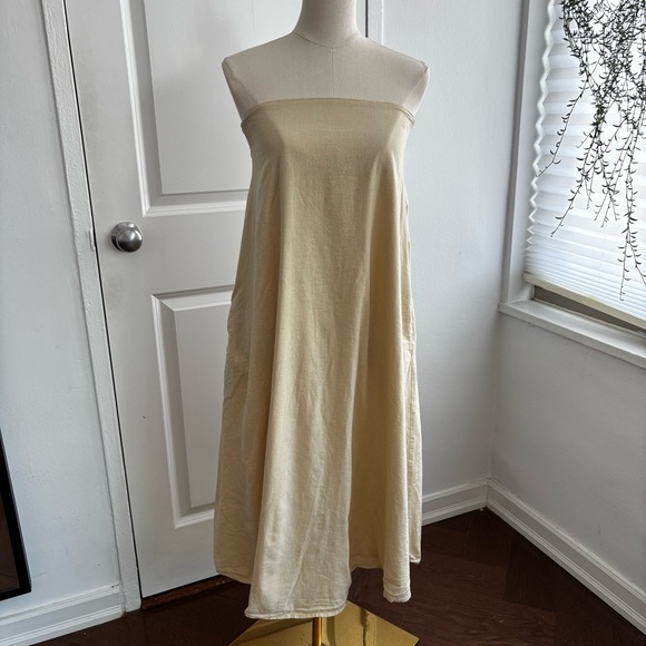 ZARA Beige Strapless Linen Dress - Picture 5 of 10